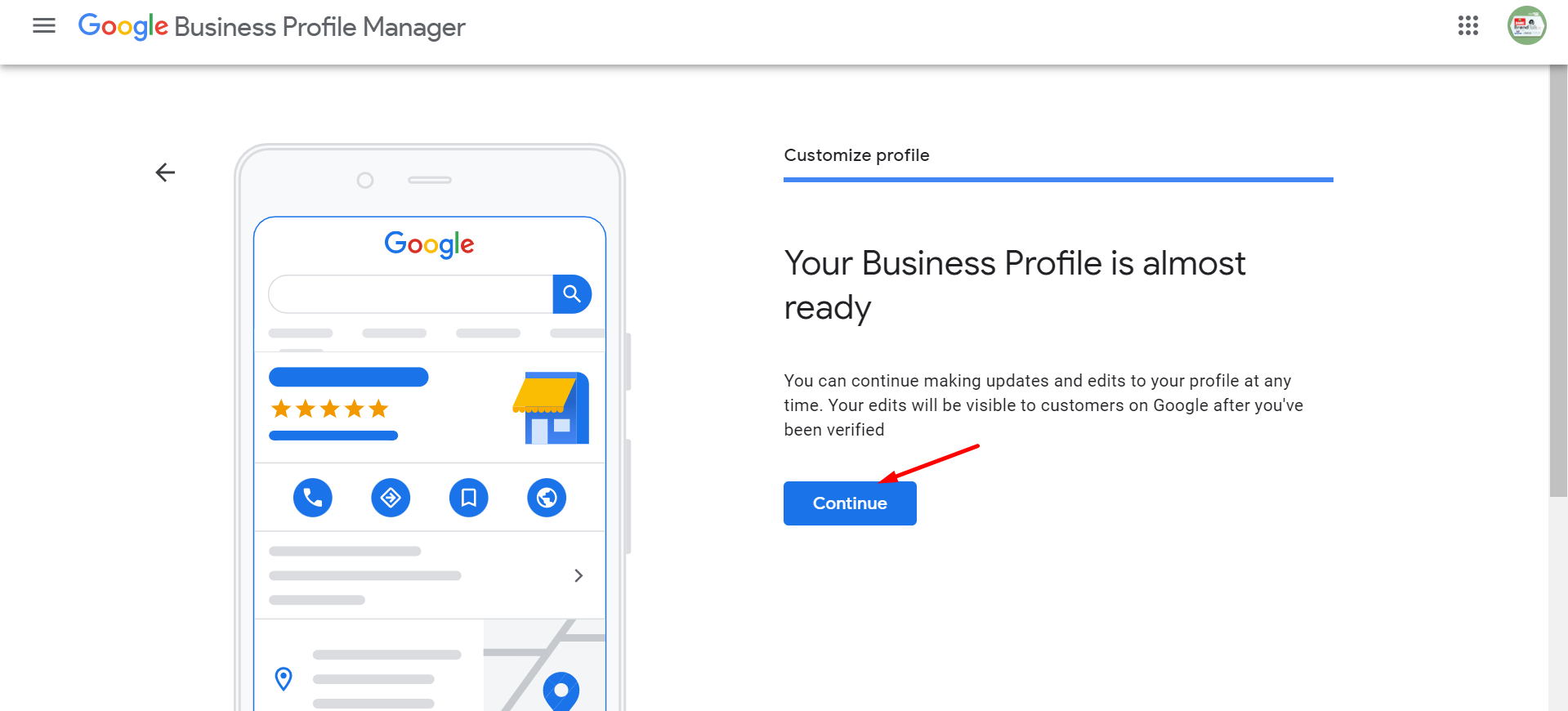 Google business profile 18th step